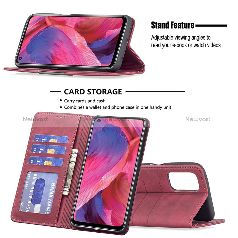 Leather Case Stands Flip Cover Holder B01F for Oppo A74 5G