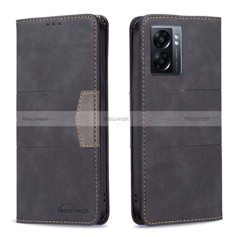 Leather Case Stands Flip Cover Holder B01F for Oppo A77 5G