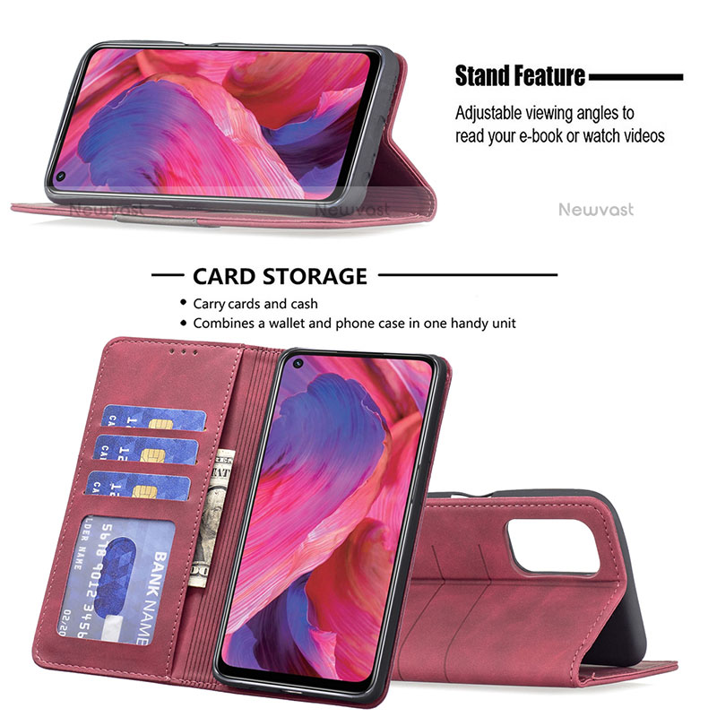 Leather Case Stands Flip Cover Holder B01F for Oppo A93 5G