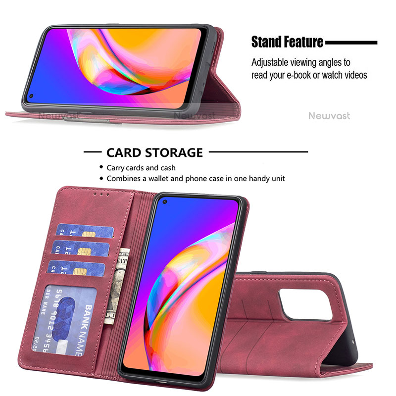 Leather Case Stands Flip Cover Holder B01F for Oppo A94 5G