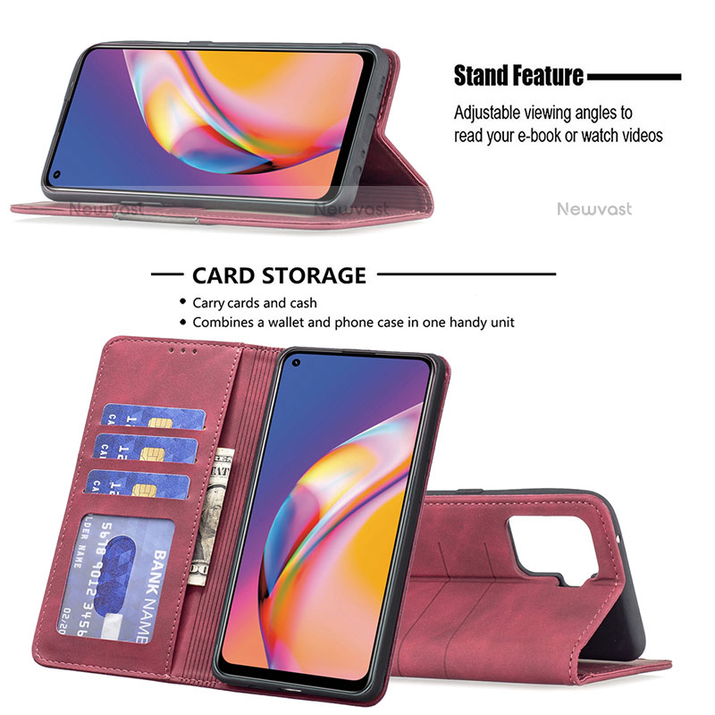 Leather Case Stands Flip Cover Holder B01F for Oppo F19 Pro