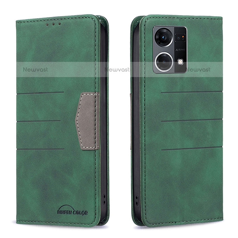 Leather Case Stands Flip Cover Holder B01F for Oppo F21s Pro 4G Green