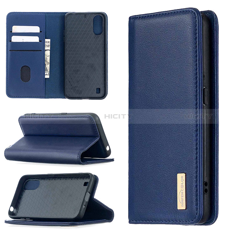 Leather Case Stands Flip Cover Holder B01F for Samsung Galaxy A01 SM-A015