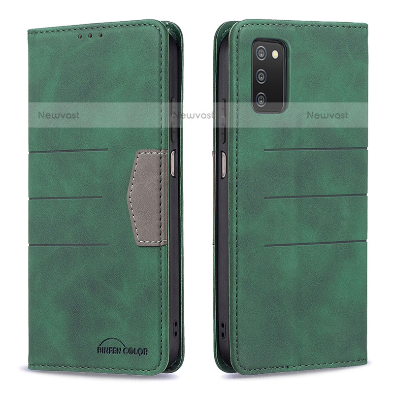 Leather Case Stands Flip Cover Holder B01F for Samsung Galaxy A02s Green