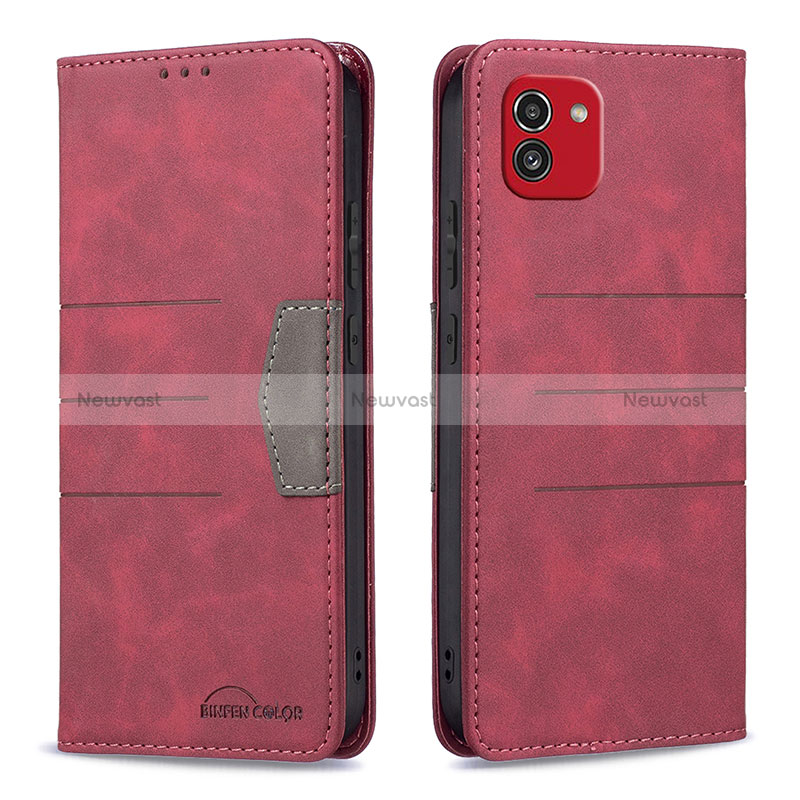 Leather Case Stands Flip Cover Holder B01F for Samsung Galaxy A03