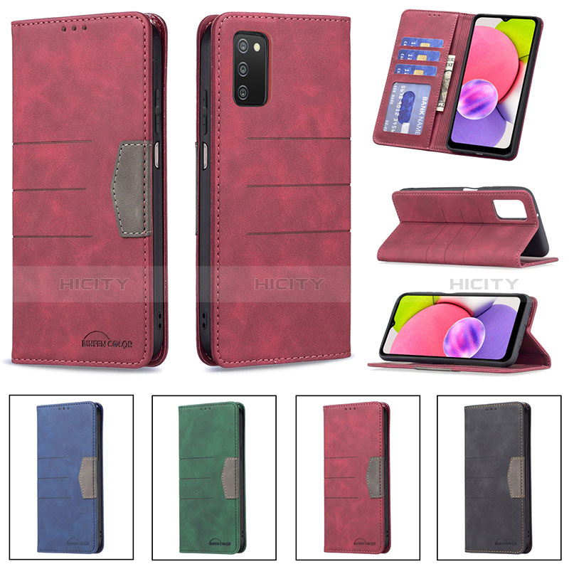 Leather Case Stands Flip Cover Holder B01F for Samsung Galaxy A03s