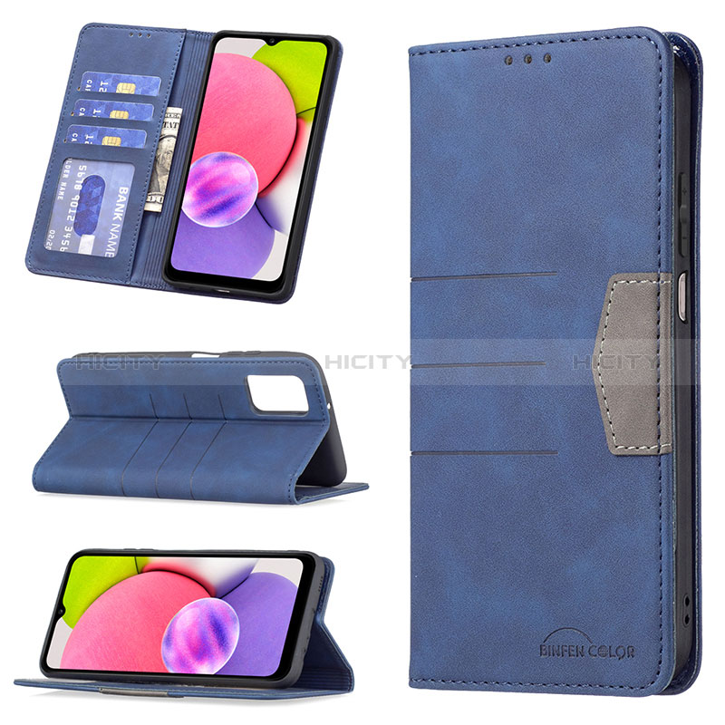 Leather Case Stands Flip Cover Holder B01F for Samsung Galaxy A03s