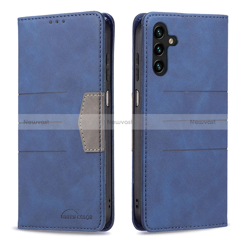 Leather Case Stands Flip Cover Holder B01F for Samsung Galaxy A04s Blue