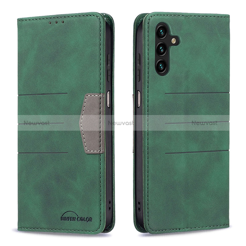 Leather Case Stands Flip Cover Holder B01F for Samsung Galaxy A13 5G Green