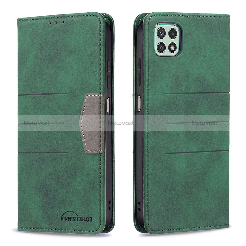 Leather Case Stands Flip Cover Holder B01F for Samsung Galaxy A22s 5G Green