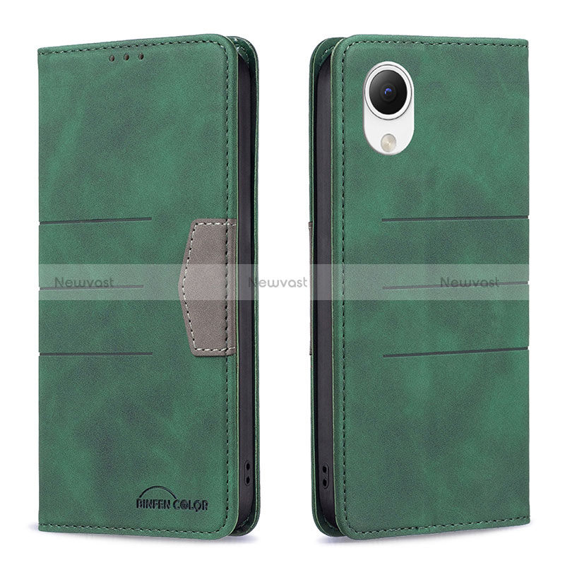 Leather Case Stands Flip Cover Holder B01F for Samsung Galaxy A23 5G SC-56C Green