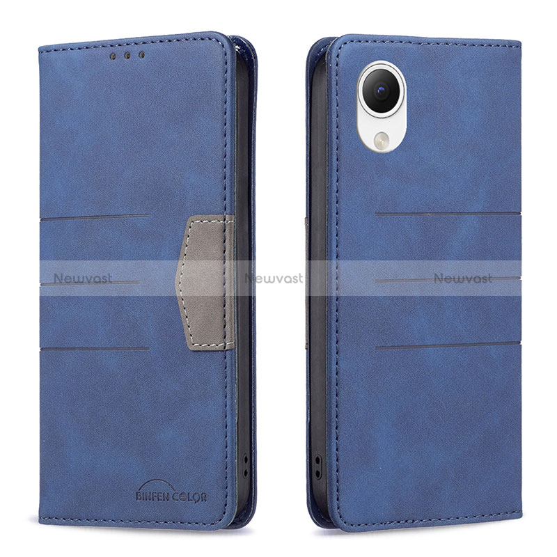 Leather Case Stands Flip Cover Holder B01F for Samsung Galaxy A23e 5G Blue