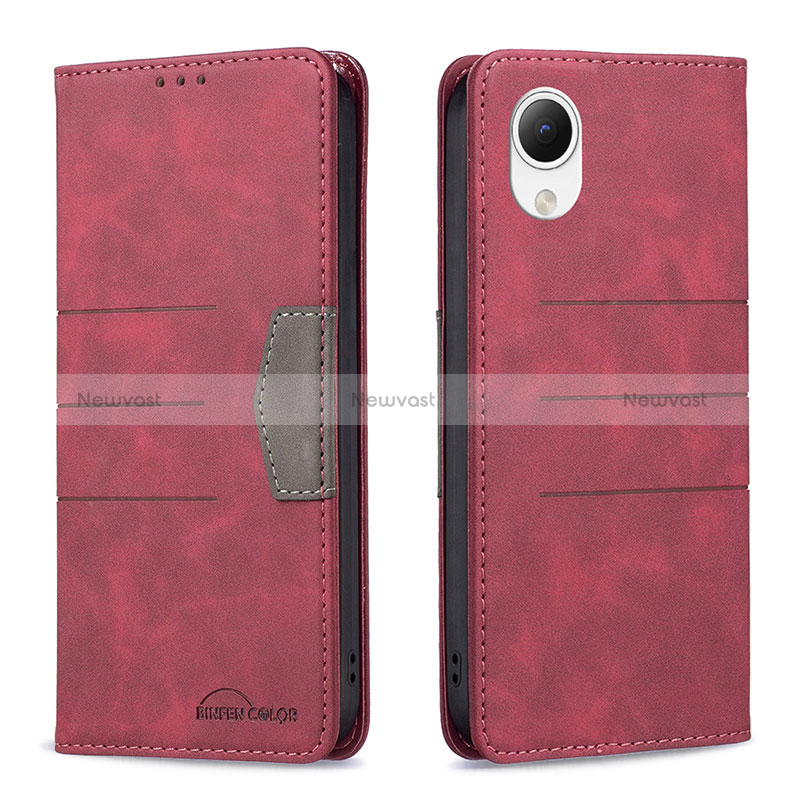 Leather Case Stands Flip Cover Holder B01F for Samsung Galaxy A23e 5G Red