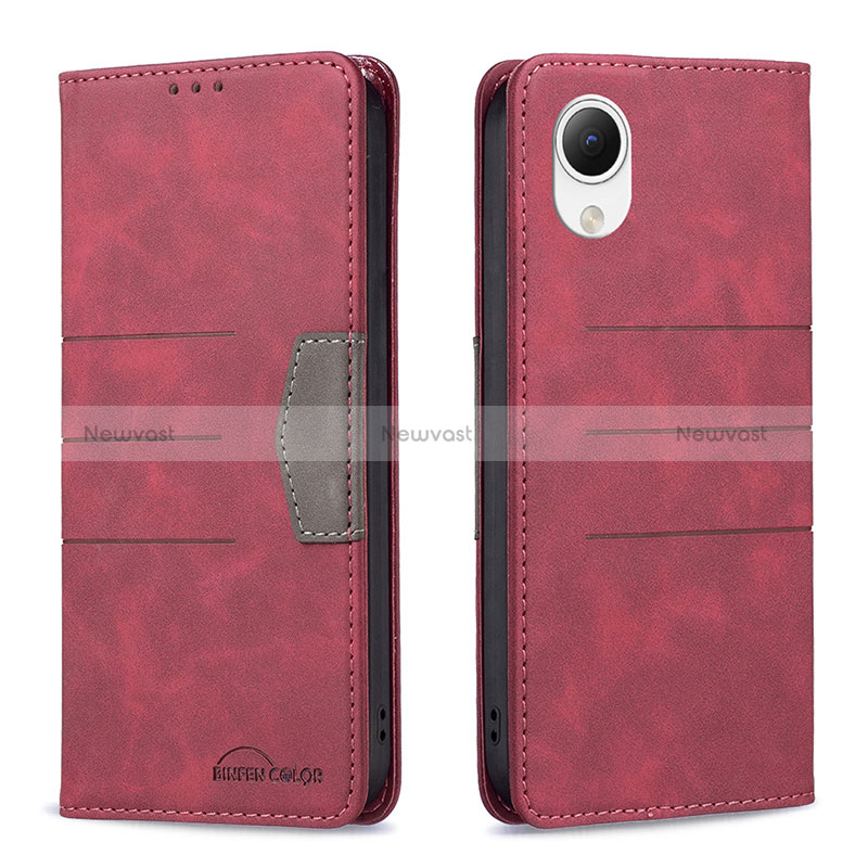 Leather Case Stands Flip Cover Holder B01F for Samsung Galaxy A23s Red