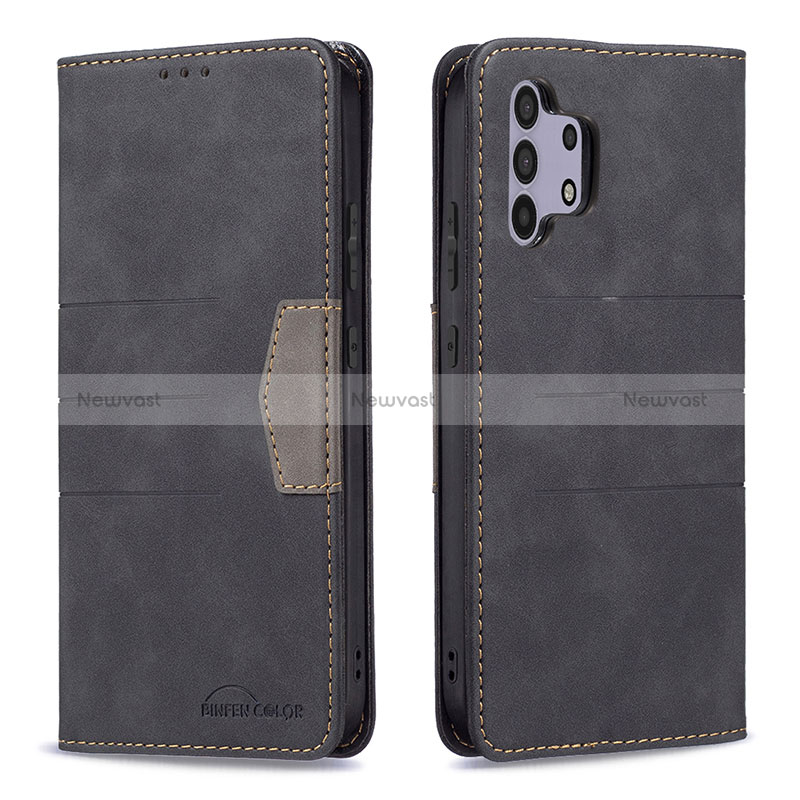 Leather Case Stands Flip Cover Holder B01F for Samsung Galaxy A32 4G Black