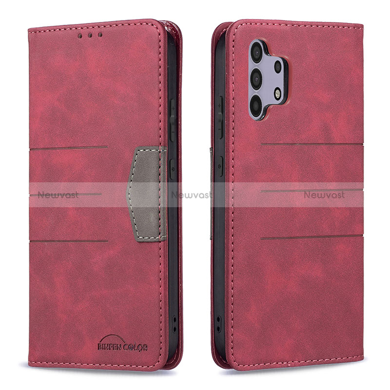 Leather Case Stands Flip Cover Holder B01F for Samsung Galaxy A32 4G Red