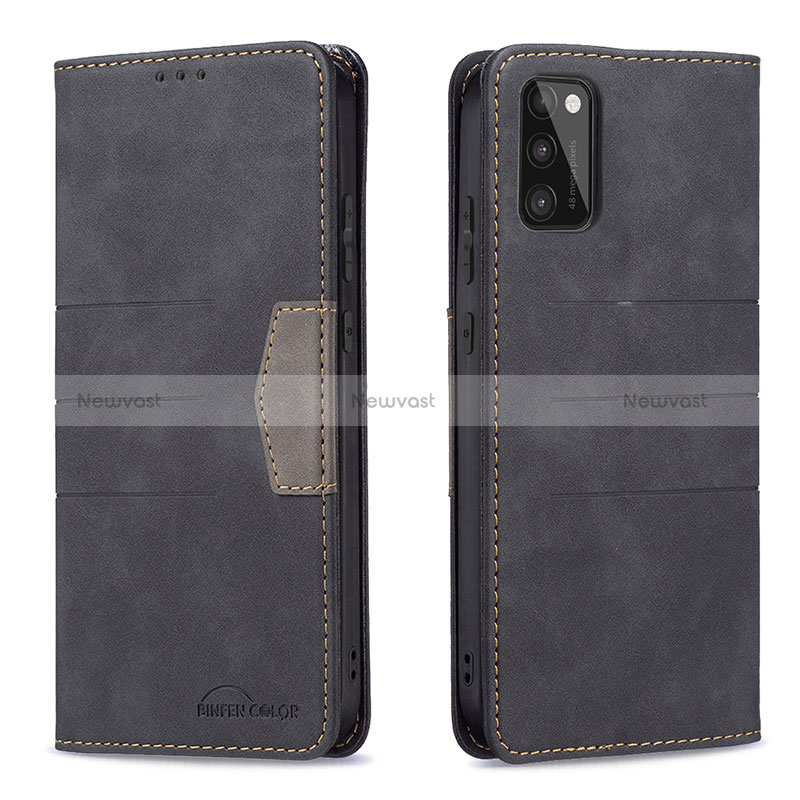 Leather Case Stands Flip Cover Holder B01F for Samsung Galaxy A41 Black