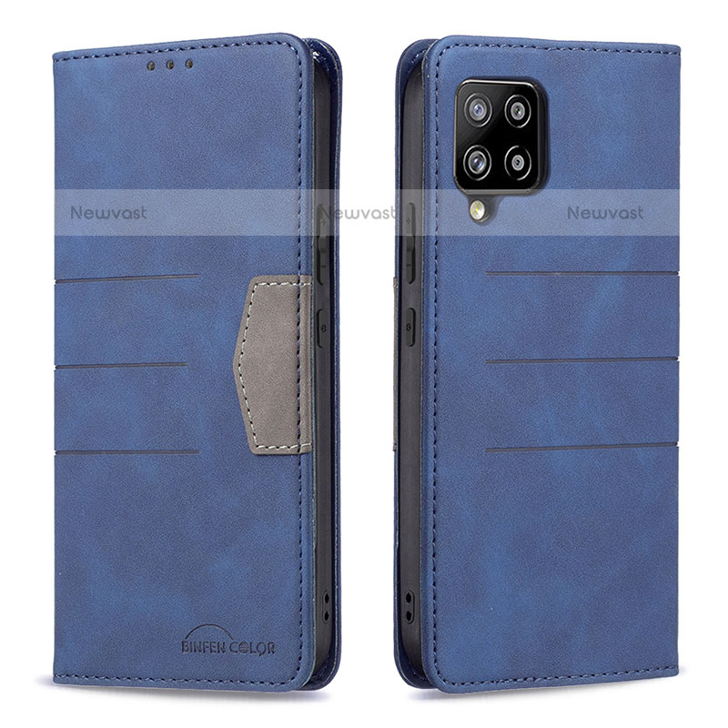 Leather Case Stands Flip Cover Holder B01F for Samsung Galaxy A42 5G Blue