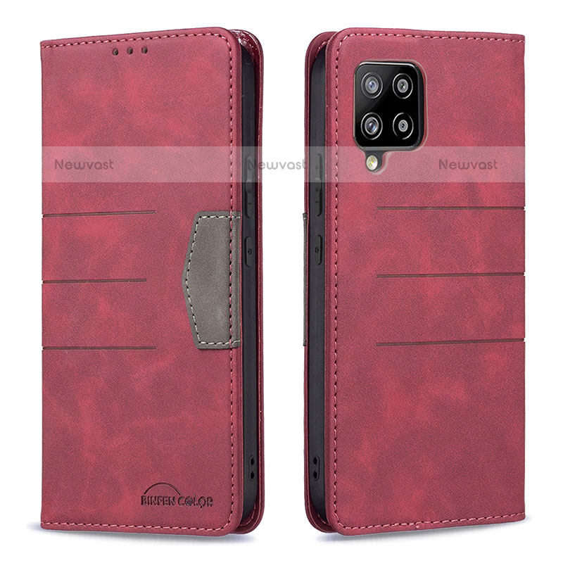 Leather Case Stands Flip Cover Holder B01F for Samsung Galaxy A42 5G Red