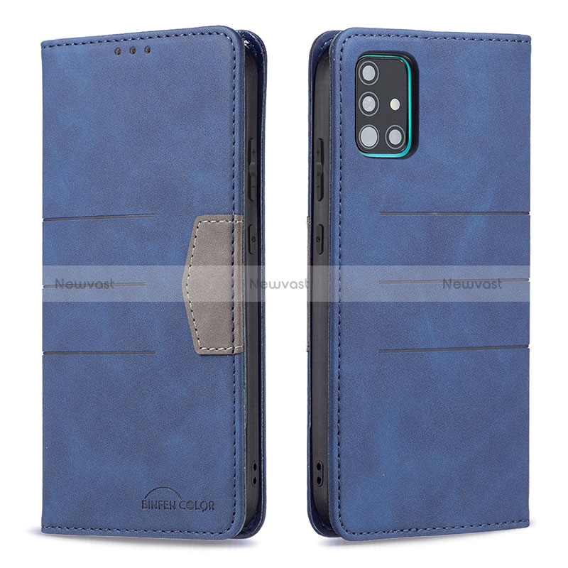 Leather Case Stands Flip Cover Holder B01F for Samsung Galaxy A51 5G Blue