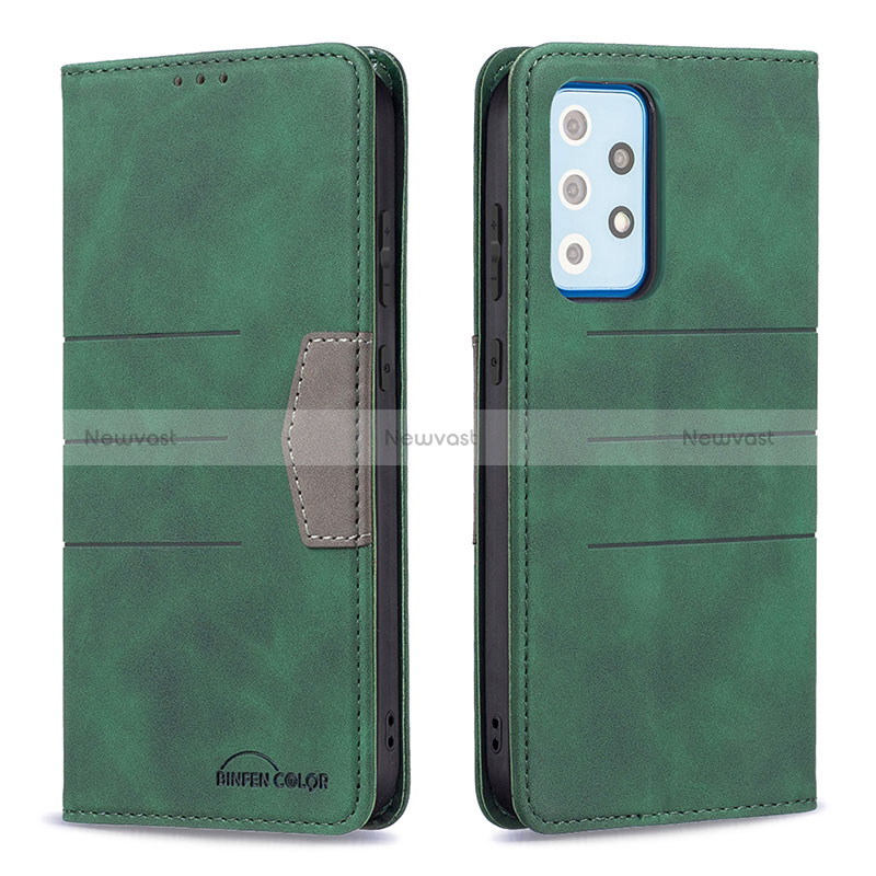 Leather Case Stands Flip Cover Holder B01F for Samsung Galaxy A52 4G Green