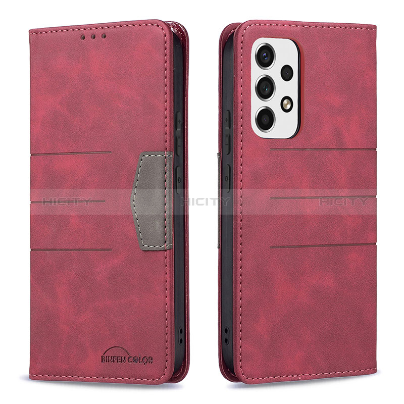 Leather Case Stands Flip Cover Holder B01F for Samsung Galaxy A53 5G Red