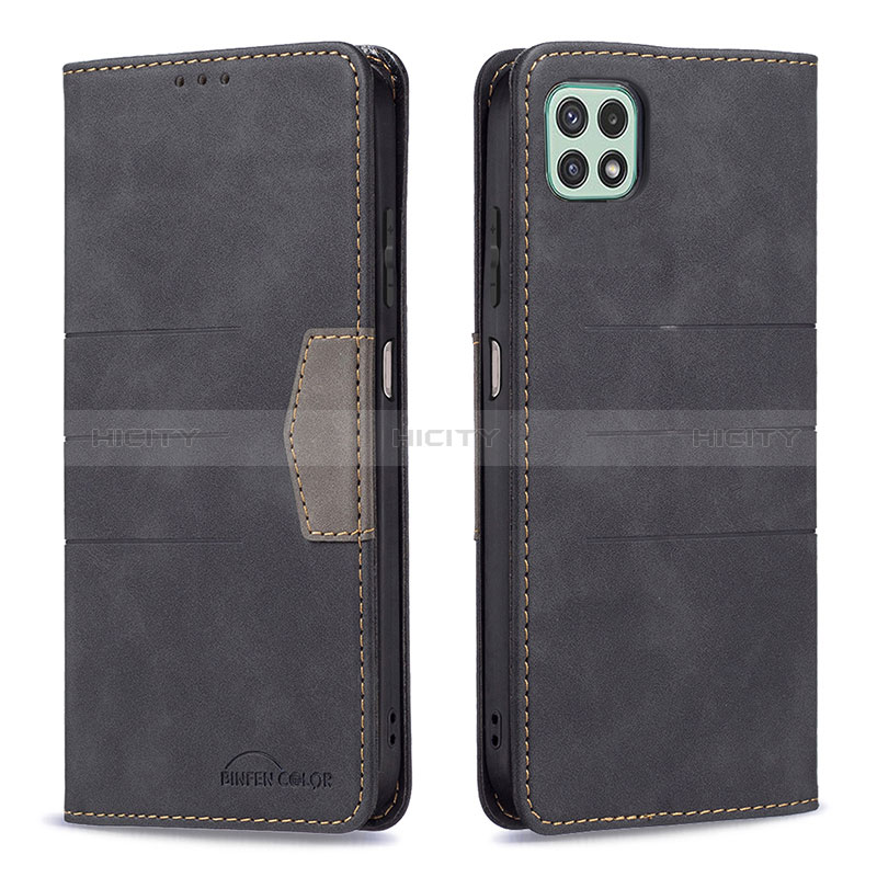 Leather Case Stands Flip Cover Holder B01F for Samsung Galaxy F42 5G Black