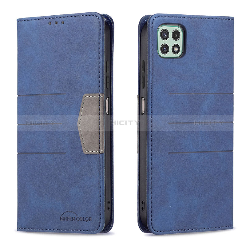 Leather Case Stands Flip Cover Holder B01F for Samsung Galaxy F42 5G Blue