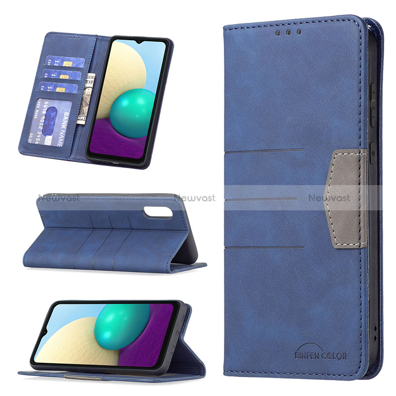 Leather Case Stands Flip Cover Holder B01F for Samsung Galaxy M02