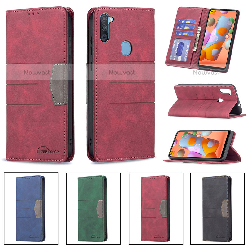 Leather Case Stands Flip Cover Holder B01F for Samsung Galaxy M11