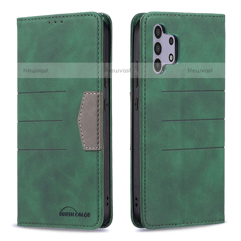 Leather Case Stands Flip Cover Holder B01F for Samsung Galaxy M32 5G Green