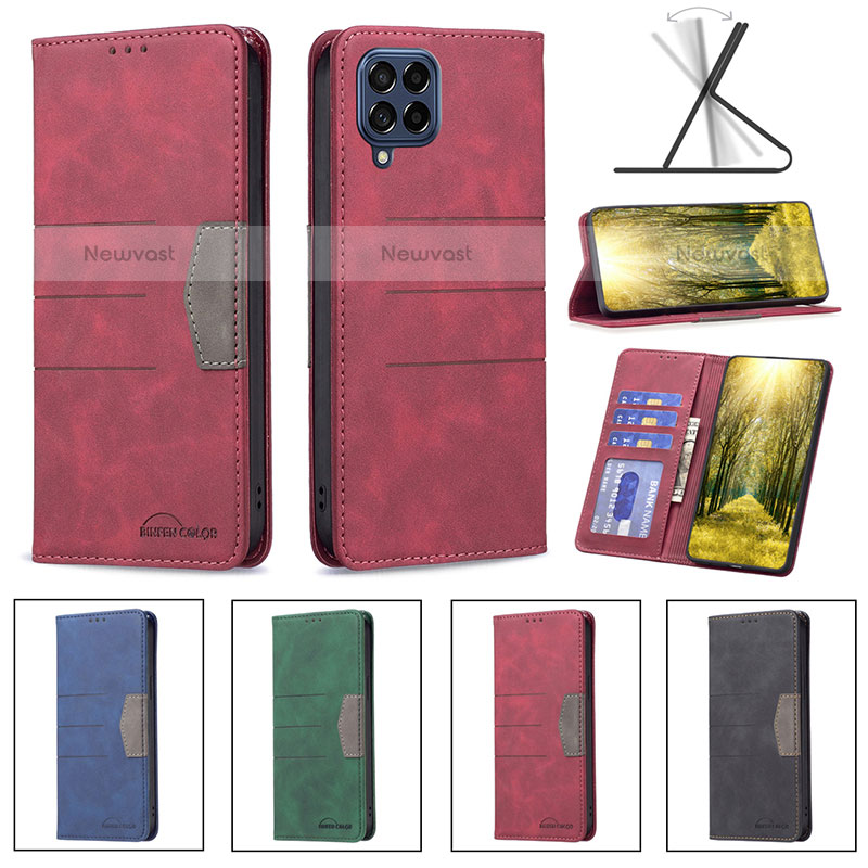 Leather Case Stands Flip Cover Holder B01F for Samsung Galaxy M53 5G