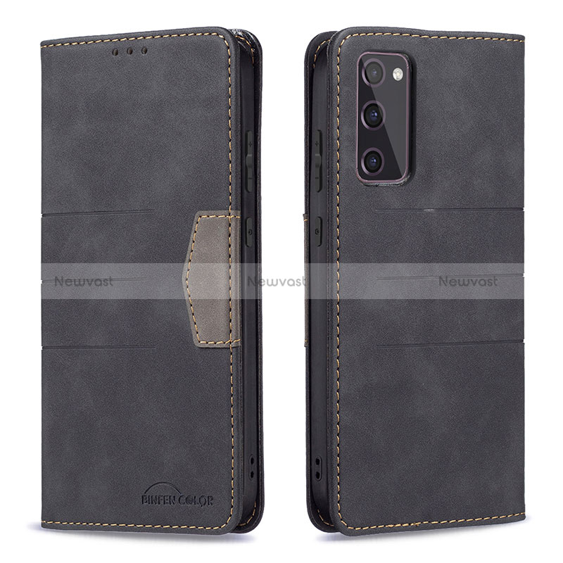 Leather Case Stands Flip Cover Holder B01F for Samsung Galaxy S20 FE 5G Black