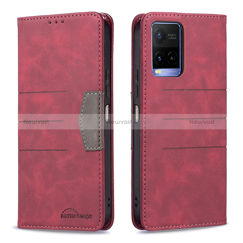 Leather Case Stands Flip Cover Holder B01F for Vivo Y21