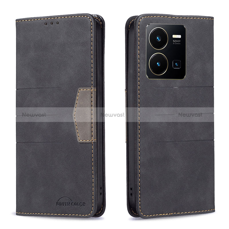 Leather Case Stands Flip Cover Holder B01F for Vivo Y35 4G