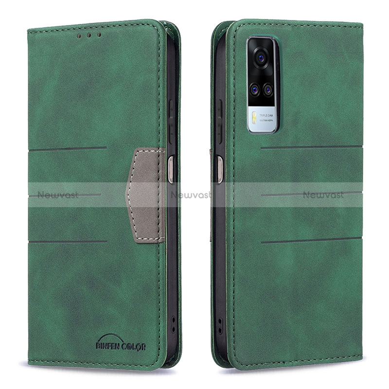 Leather Case Stands Flip Cover Holder B01F for Vivo Y53s 4G Green