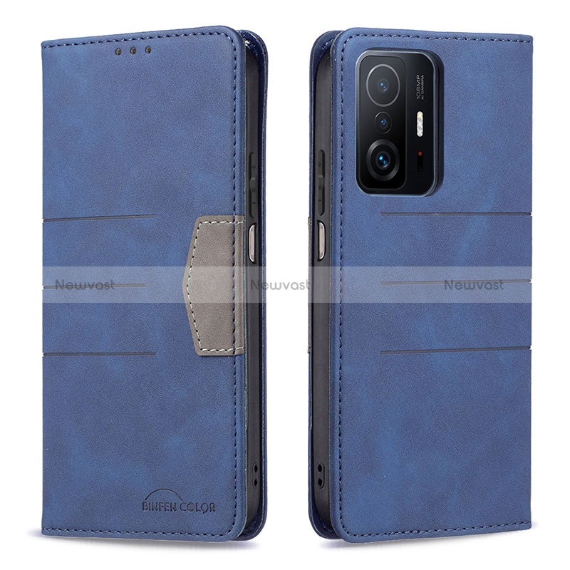 Leather Case Stands Flip Cover Holder B01F for Xiaomi Mi 11T 5G Blue