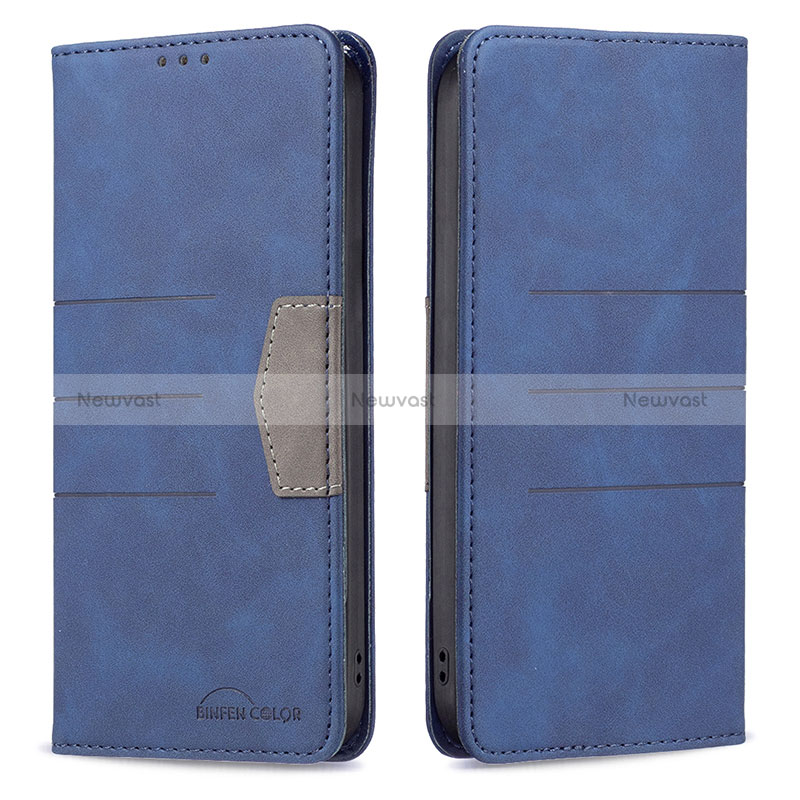 Leather Case Stands Flip Cover Holder B01F for Xiaomi Poco F3 5G Blue