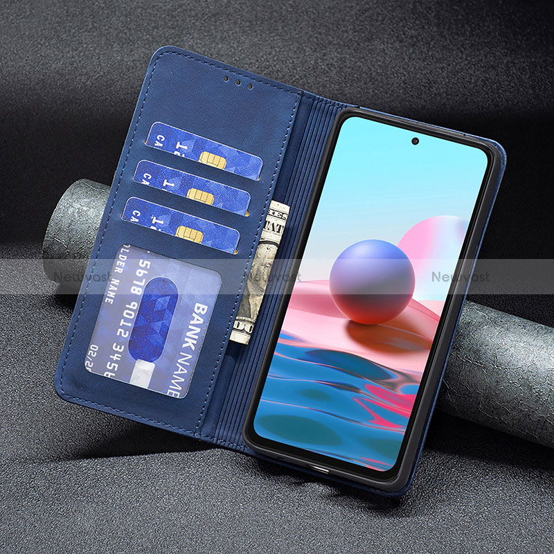 Leather Case Stands Flip Cover Holder B01F for Xiaomi Redmi Note 10 4G