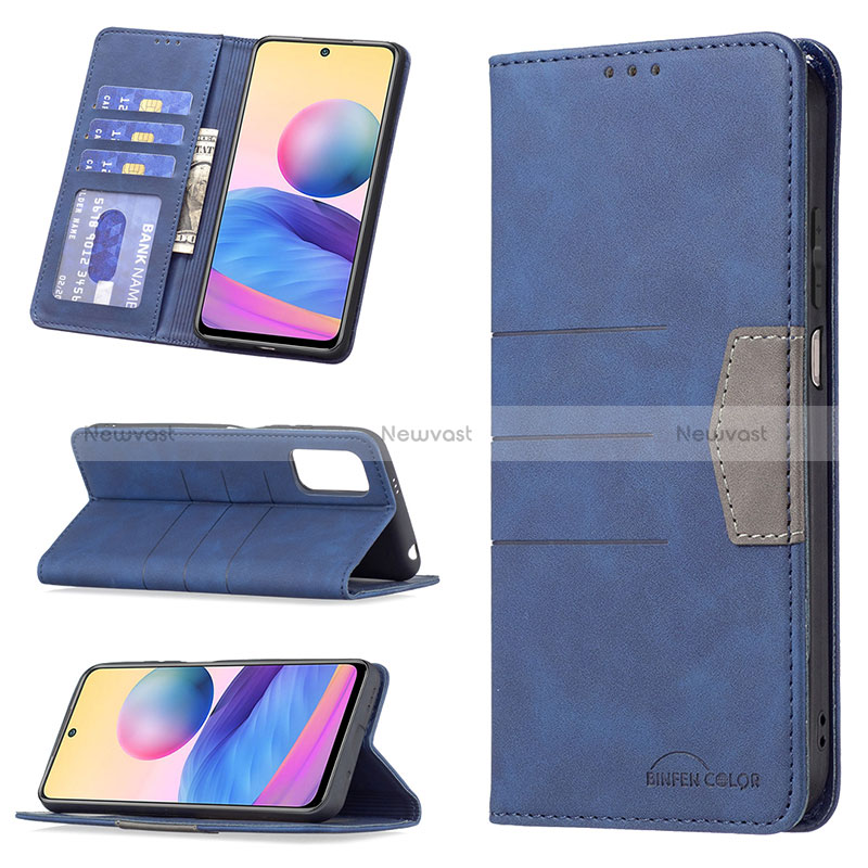 Leather Case Stands Flip Cover Holder B01F for Xiaomi Redmi Note 10 5G