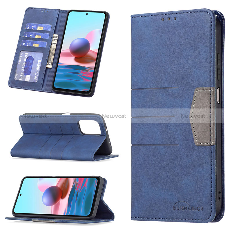 Leather Case Stands Flip Cover Holder B01F for Xiaomi Redmi Note 10S 4G