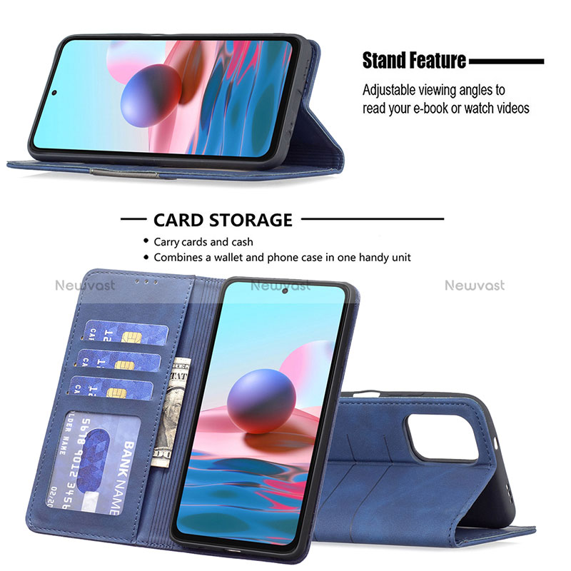 Leather Case Stands Flip Cover Holder B01F for Xiaomi Redmi Note 10S 4G