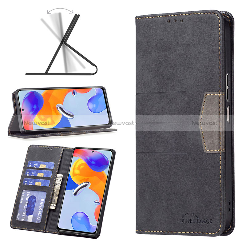 Leather Case Stands Flip Cover Holder B01F for Xiaomi Redmi Note 11 Pro 4G