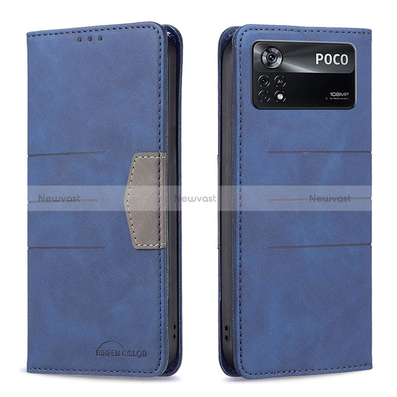 Leather Case Stands Flip Cover Holder B01F for Xiaomi Redmi Note 11E Pro 5G Blue