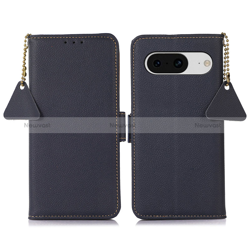 Leather Case Stands Flip Cover Holder B01H for Google Pixel 8 5G Blue