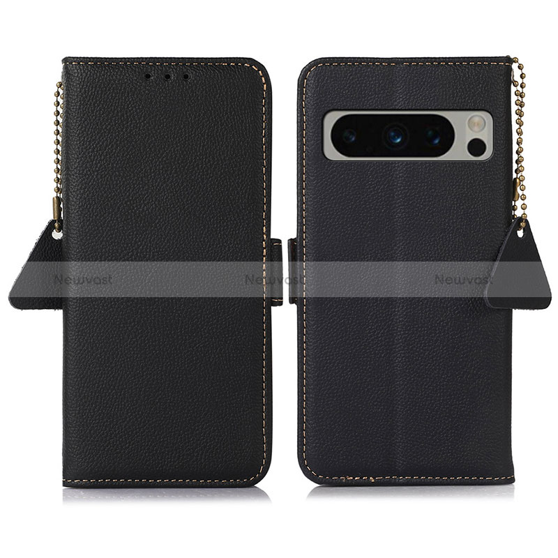 Leather Case Stands Flip Cover Holder B01H for Google Pixel 8 Pro 5G Black