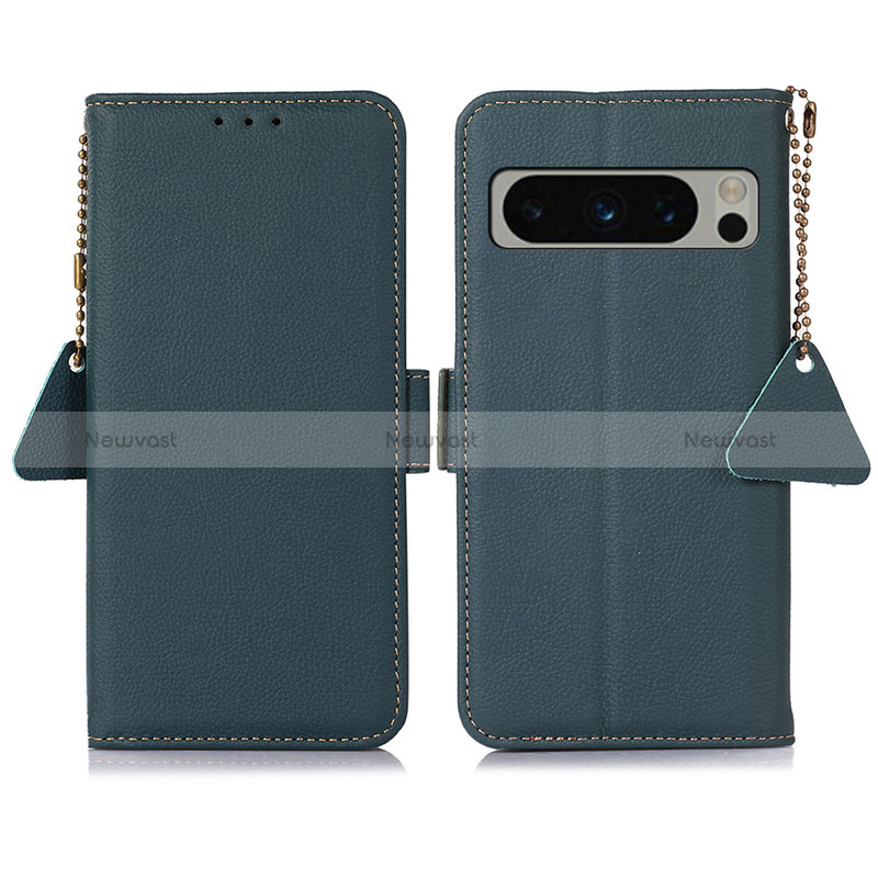 Leather Case Stands Flip Cover Holder B01H for Google Pixel 8 Pro 5G Green