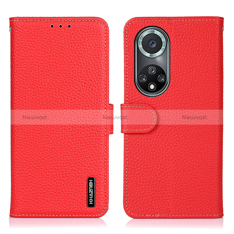 Leather Case Stands Flip Cover Holder B01H for Huawei Nova 9 Pro Red