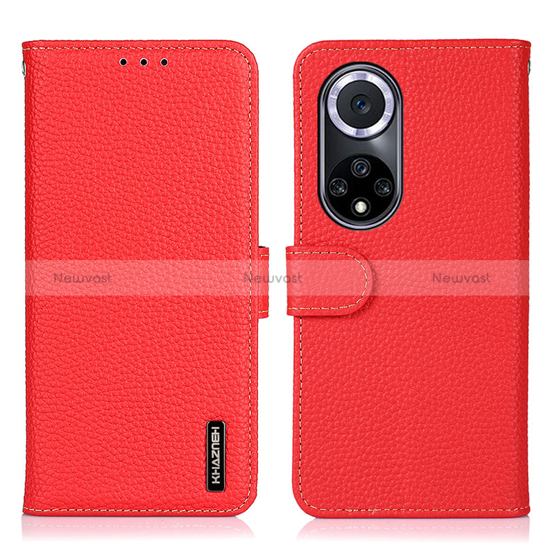 Leather Case Stands Flip Cover Holder B01H for Huawei Nova 9 Red