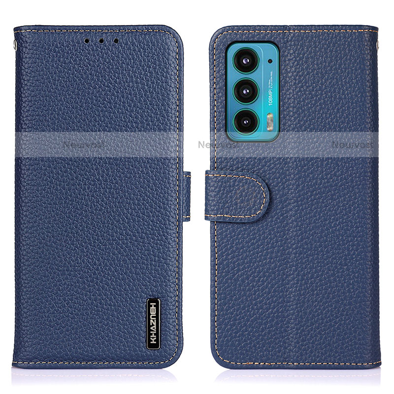 Leather Case Stands Flip Cover Holder B01H for Motorola Moto Edge 20 5G Blue